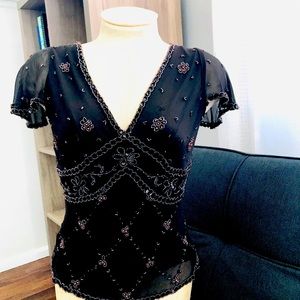 Gorgeous 100% Silk Beaded Top